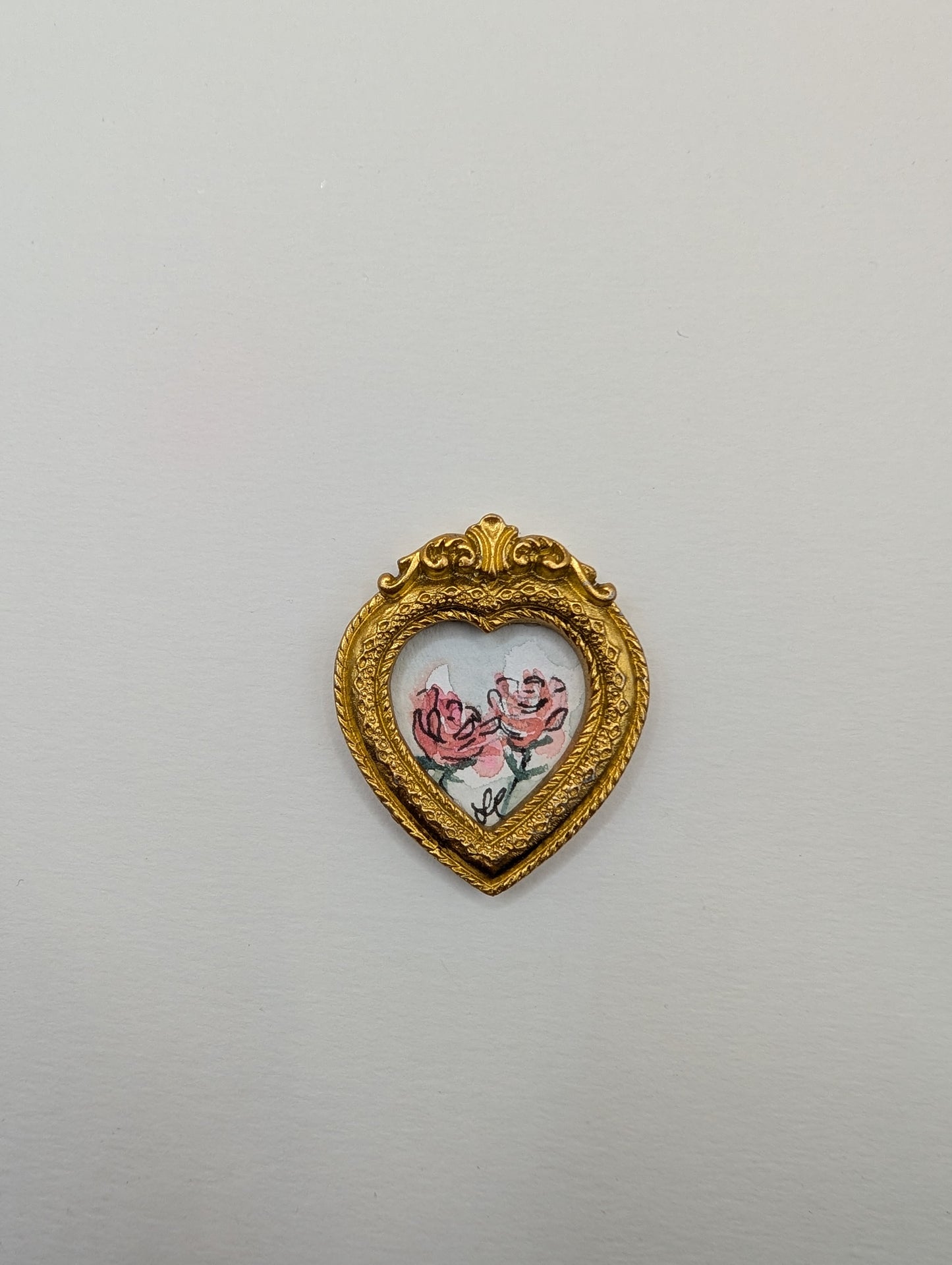 Mini Rose Floral Painting - Original Watercolor Art by Lora Cavallin