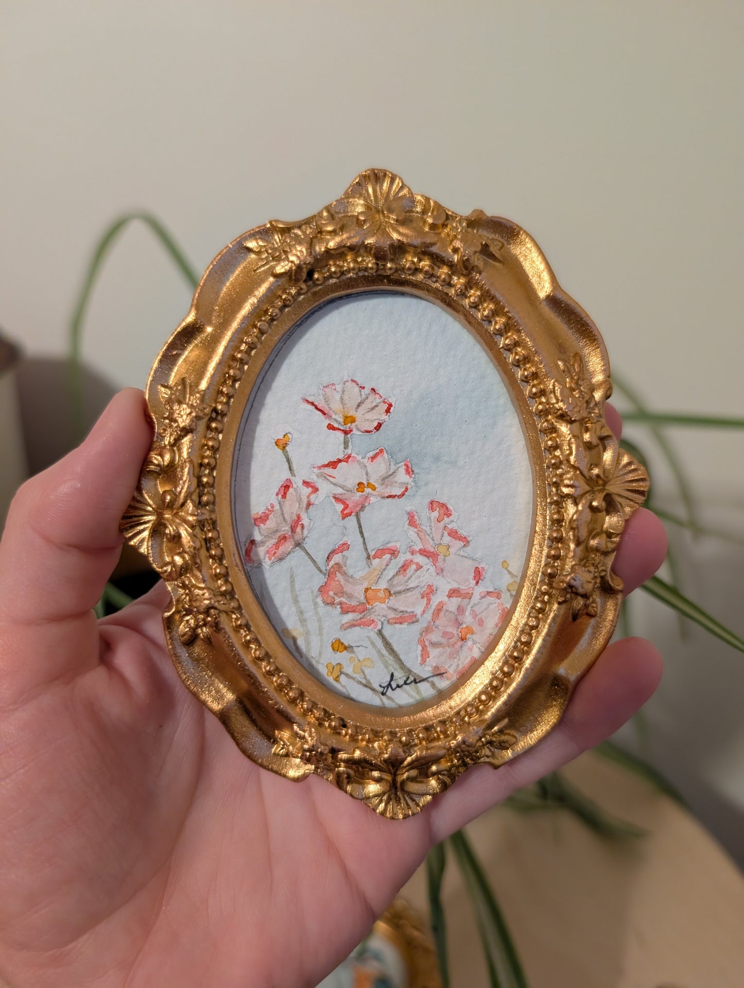 Mini Floral Painting - Original Watercolor Art by Lora Cavallin
