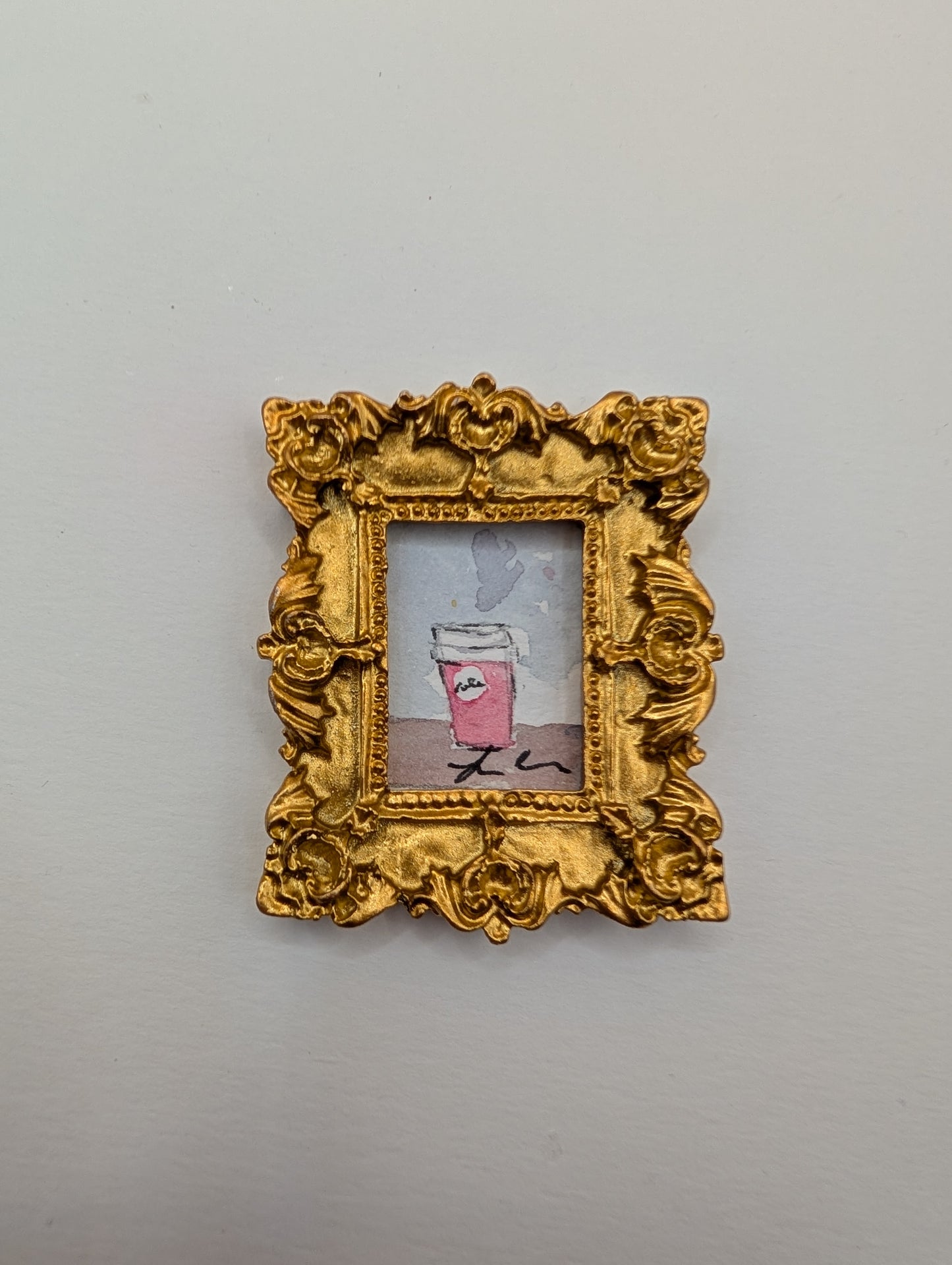 Mini Coffee Cup Painting - Original Watercolor Art by Lora Cavallin