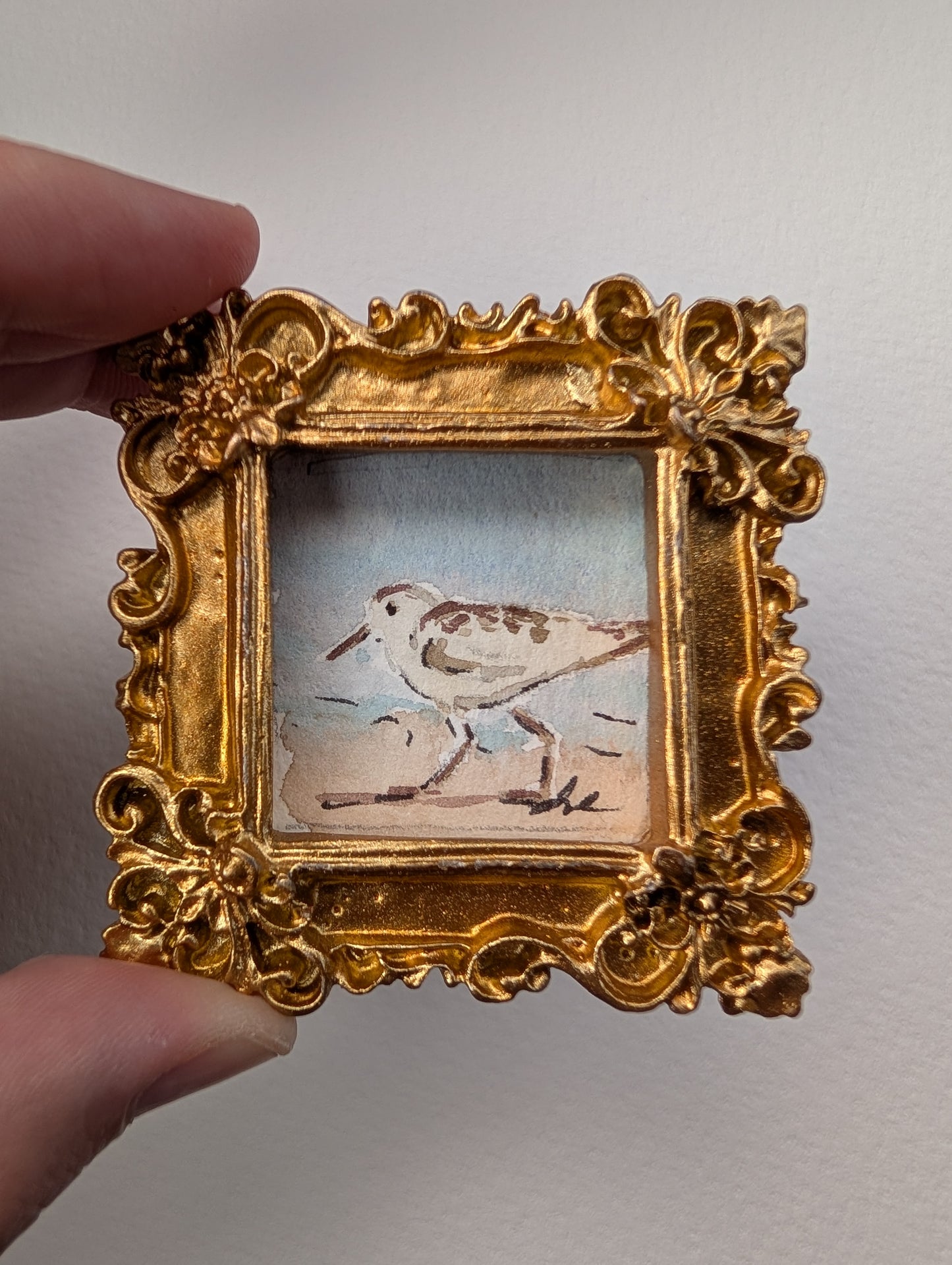 Mini Sandpiper Painting - Original Watercolor Art by Lora Cavallin