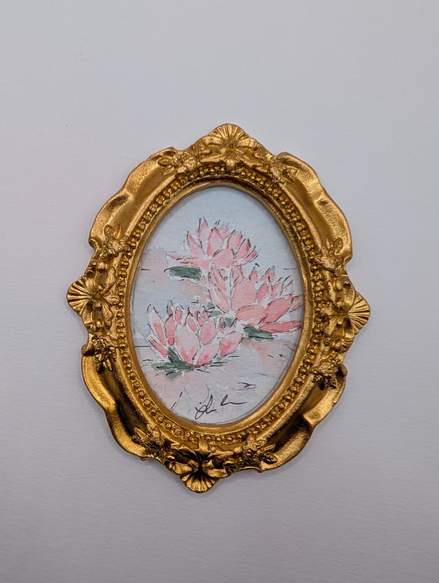 Mini Water Lily Painting - Original Watercolor Art by Lora Cavallin