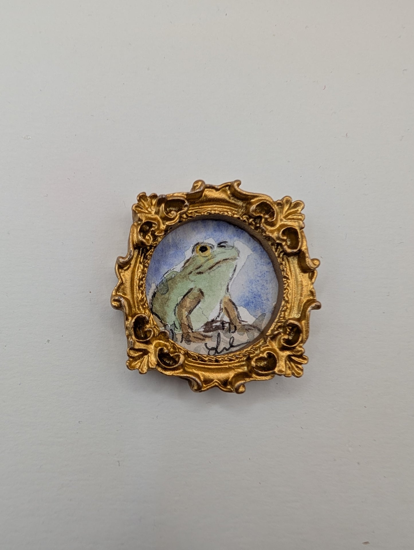 Mini Frog Painting - Original Watercolor Art by Lora Cavallin