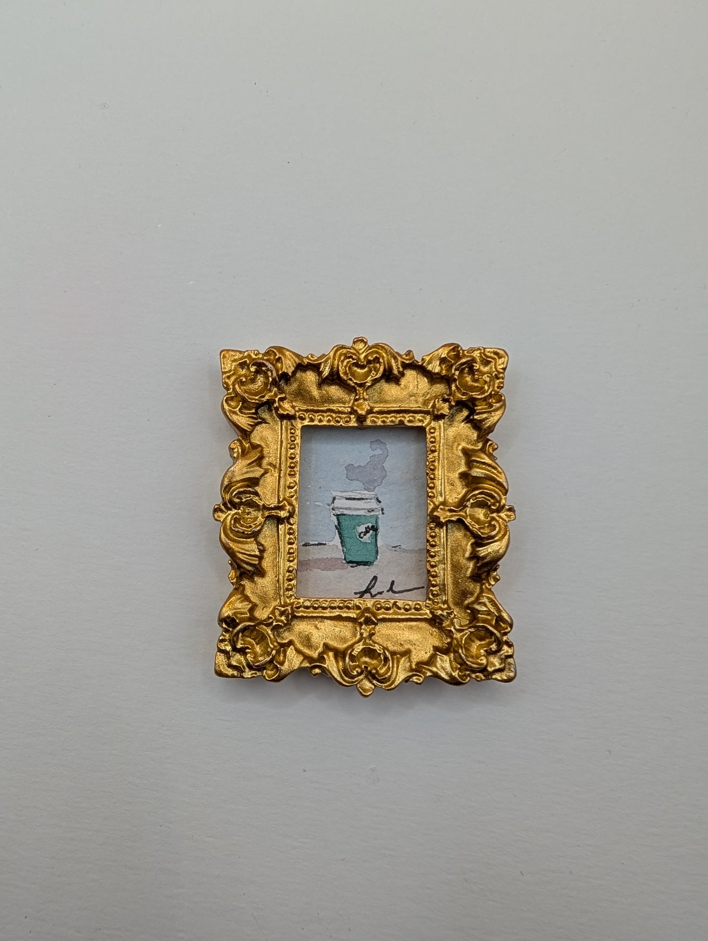 Mini Cup of Coffee Painting - Original Watercolor Art by Lora Cavallin