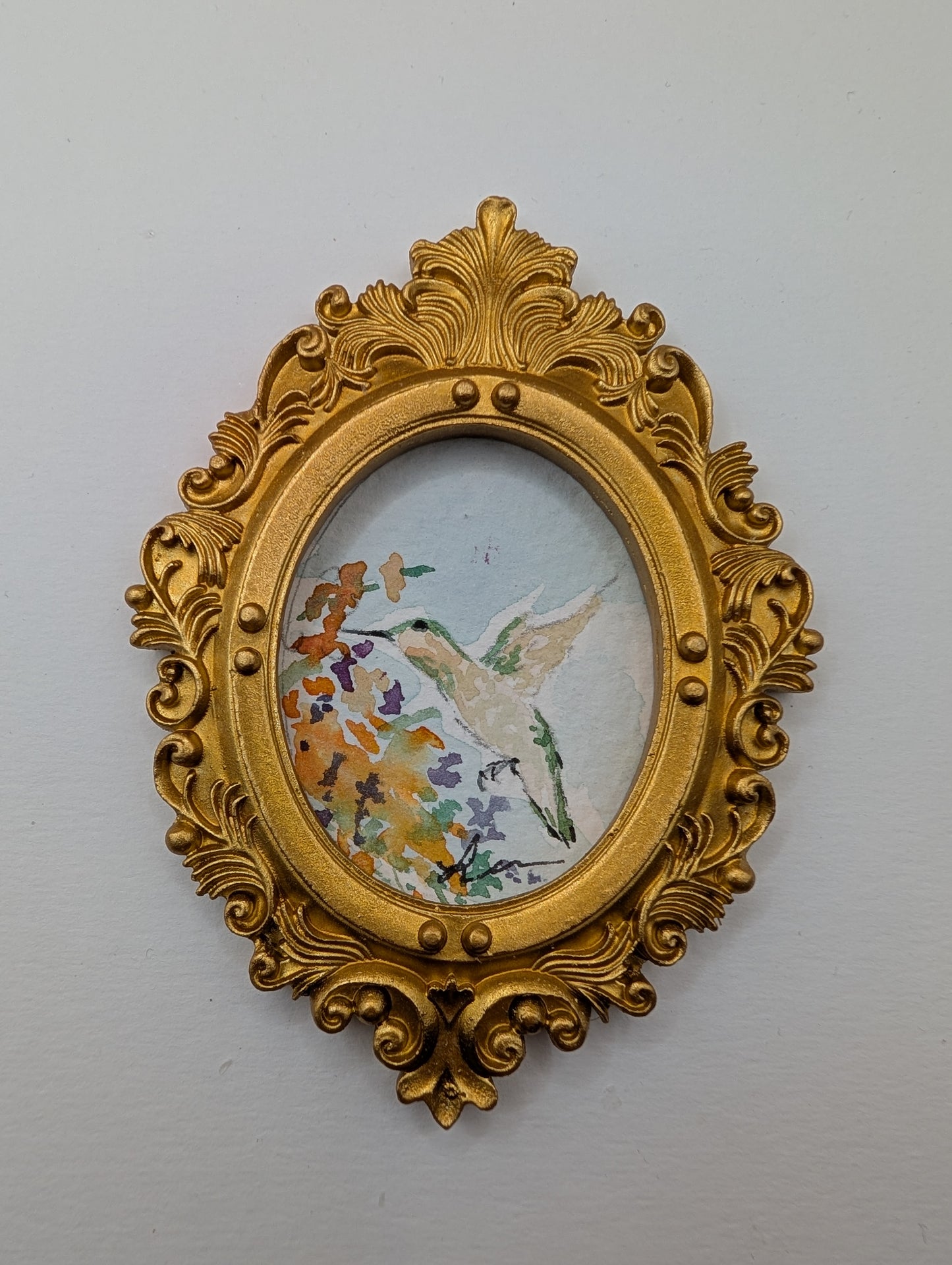 Mini Hummingbird Painting - Original Watercolor Art by Lora Cavallin