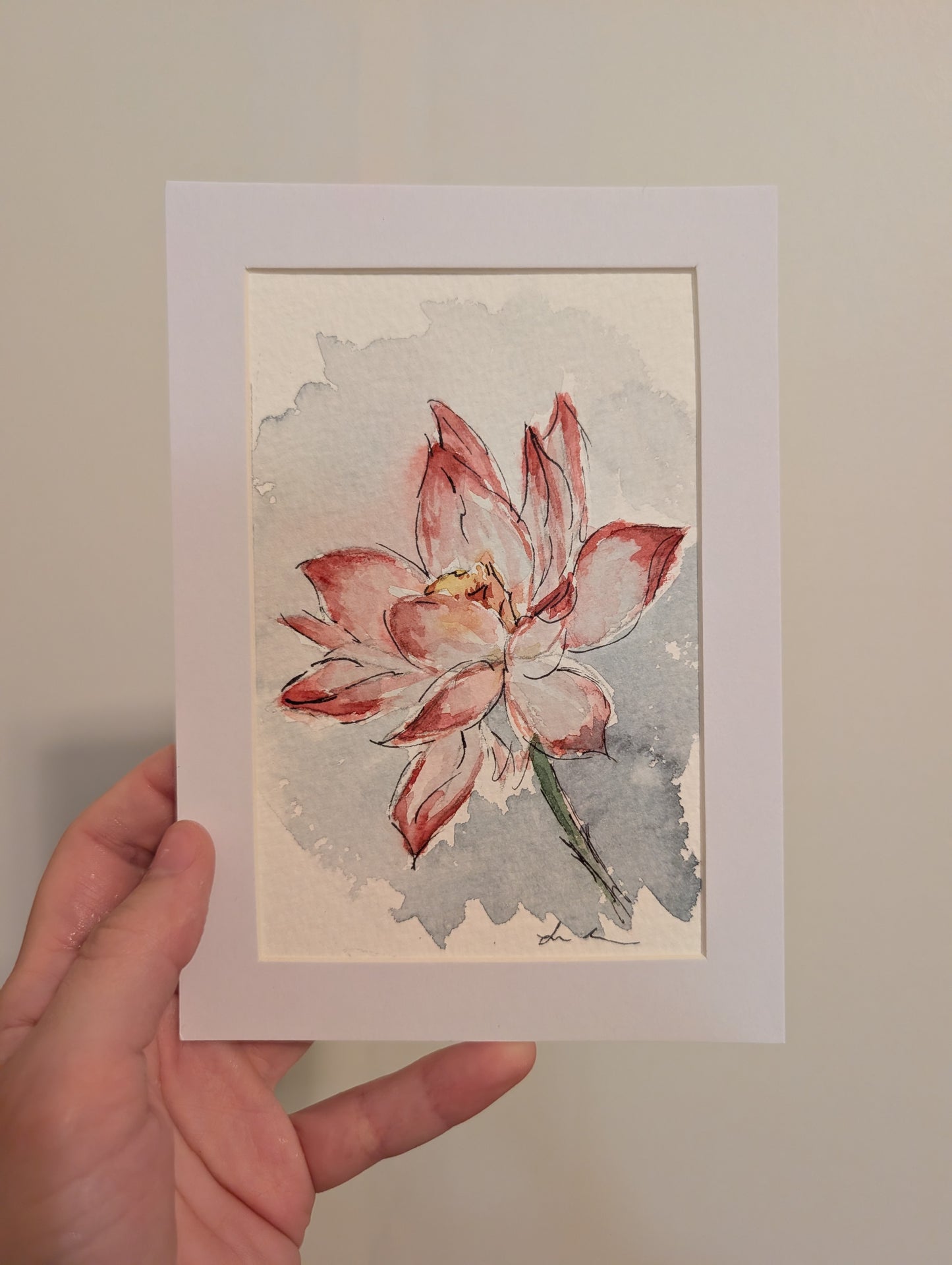Floral Watercolor Painting - 4 x 6" - No Frame, Comes with Mat - Original Art by Lora Cavallin