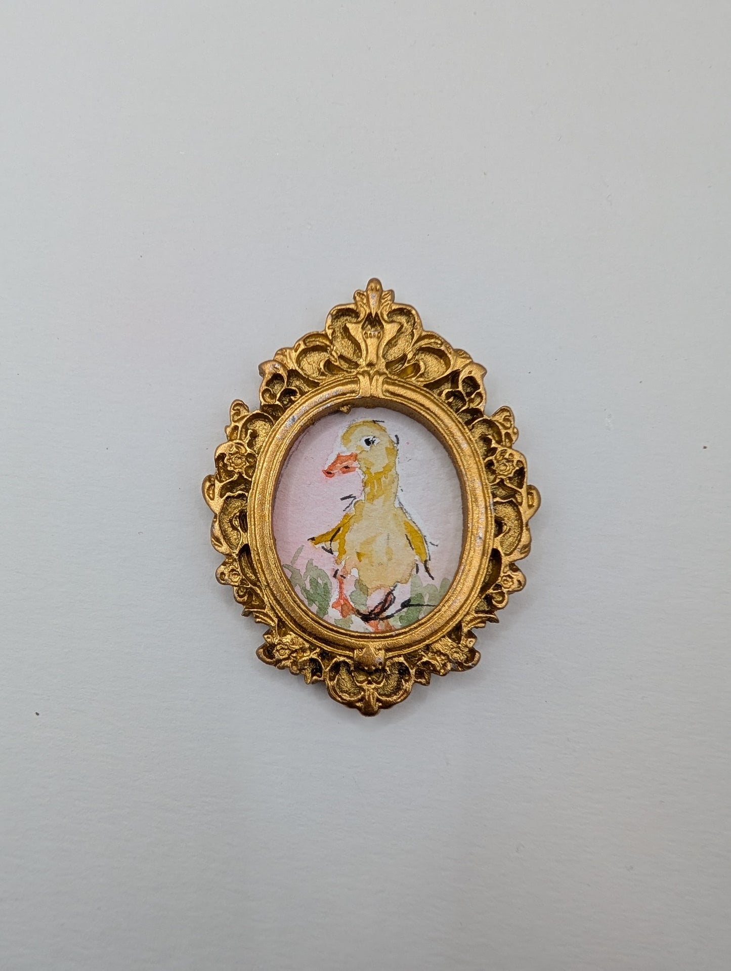 Mini Baby Duck Painting - Original Watercolor Art by Lora Cavallin