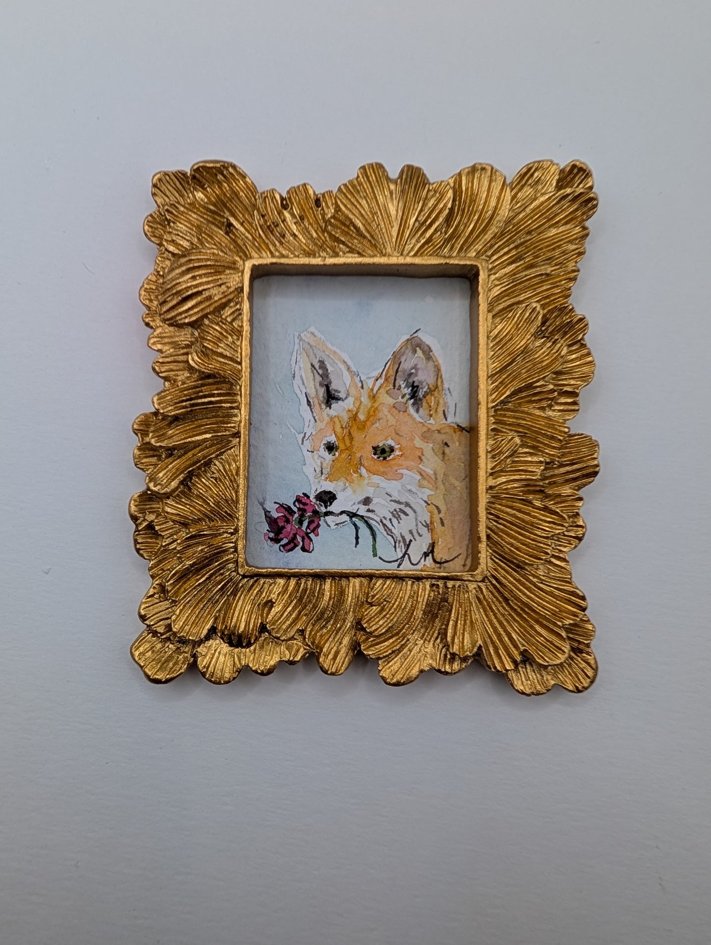 Mini Fox Painting - Original Watercolor Art by Lora Cavallin