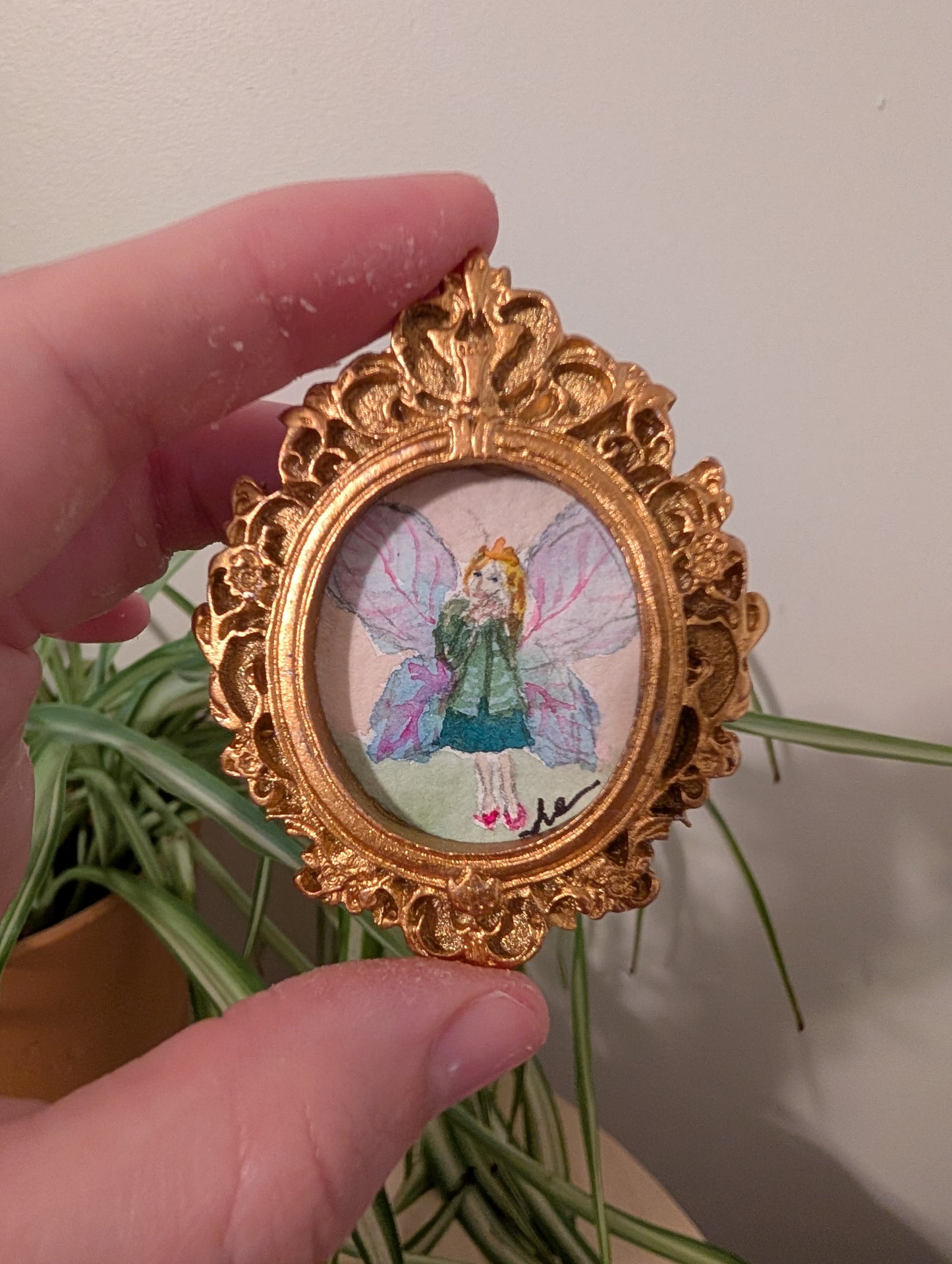 Mini Fairy Painting - Original Watercolor Art by Lora Cavallin