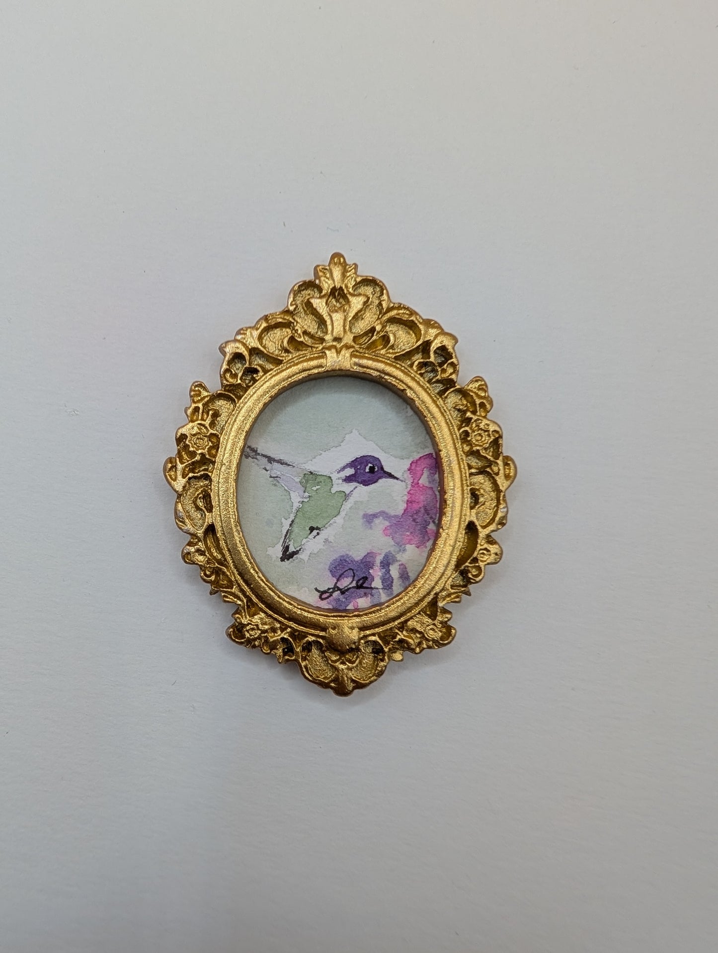 Mini Hummingbird Painting - Original Watercolor Art by Lora Cavallin