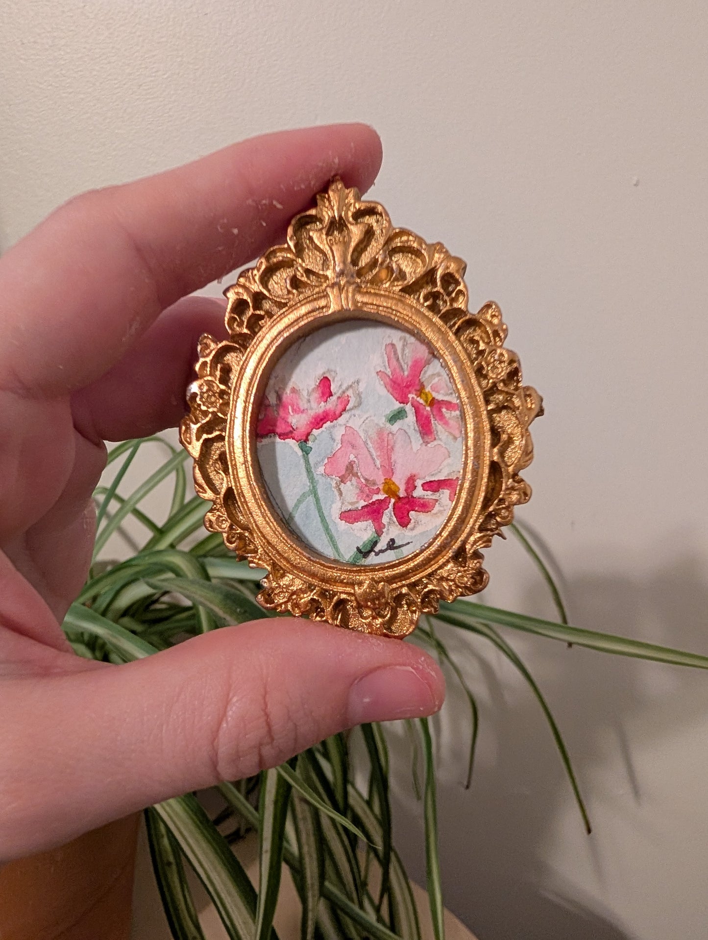Mini Flower Painting - Original Watercolor Art by Lora Cavallin