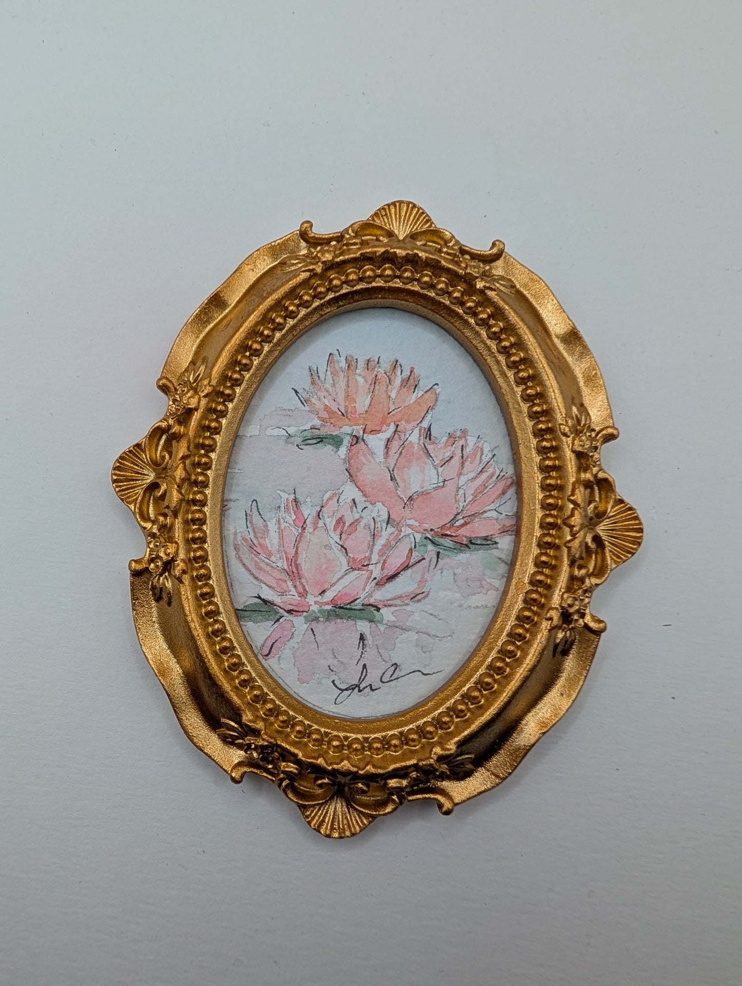 Mini Day Lily Painting - Original Watercolor Art by Lora Cavallin