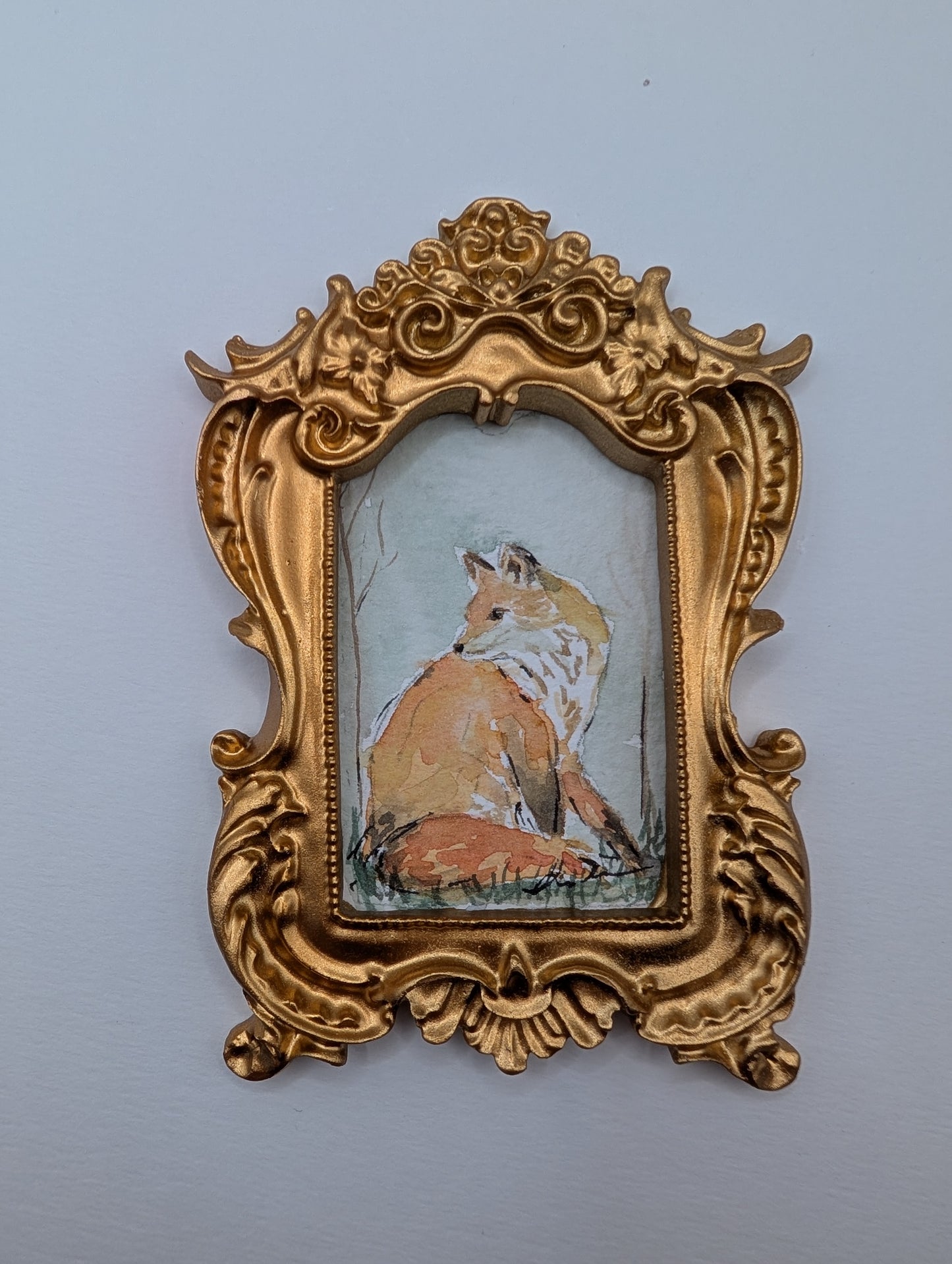 Mini Fox Painting - Original Watercolor Art by Lora Cavallin
