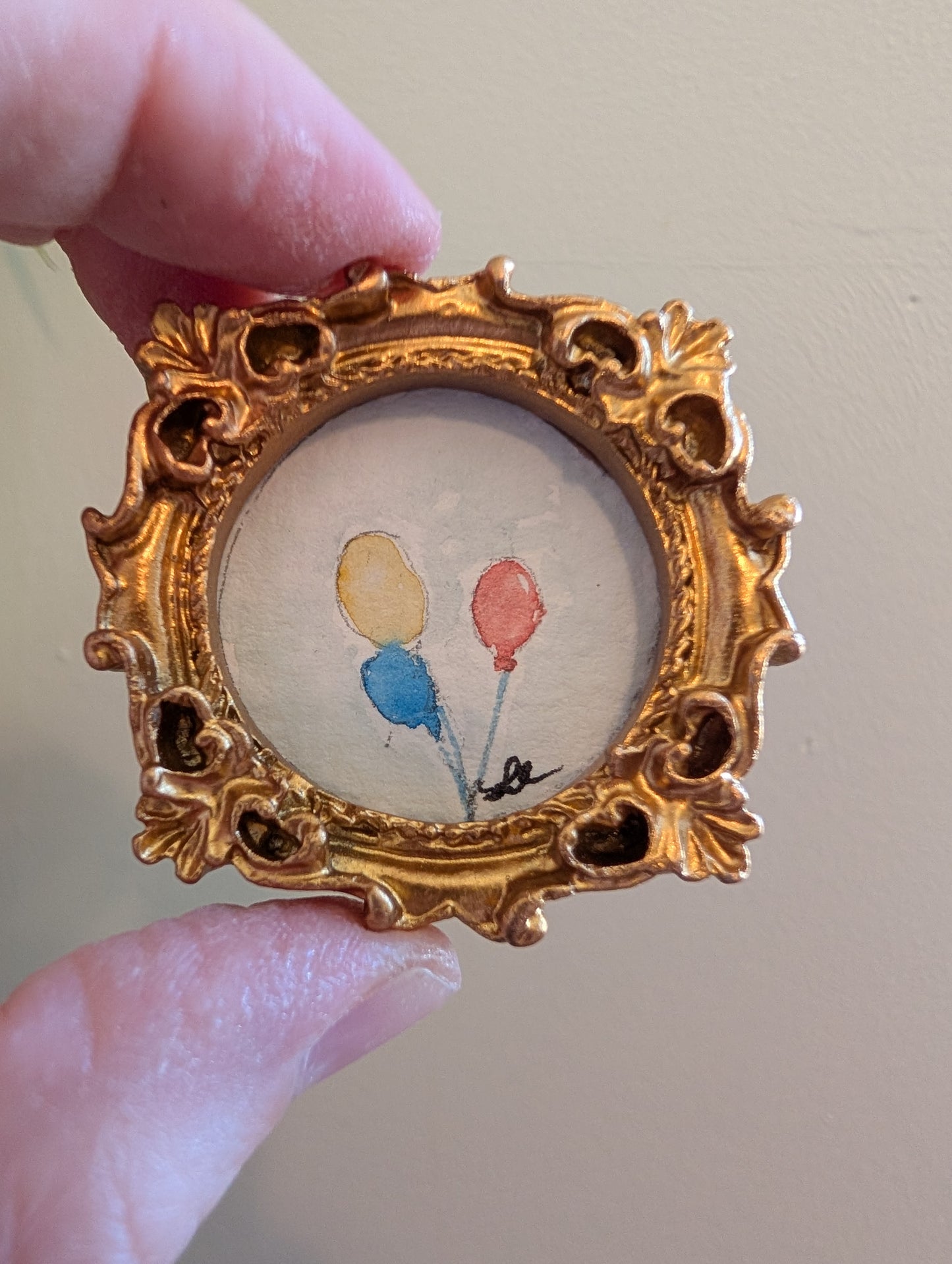 Mini Balloons Painting - Original Watercolor Art by Lora Cavallin