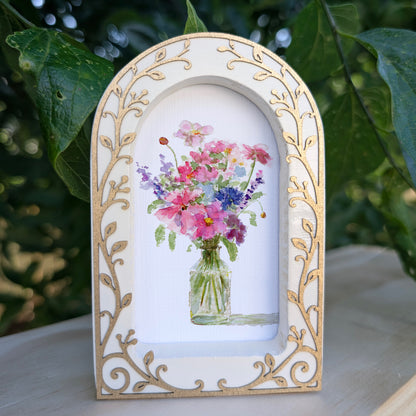 Bouquet in Vase  - Ornate Arch Frame