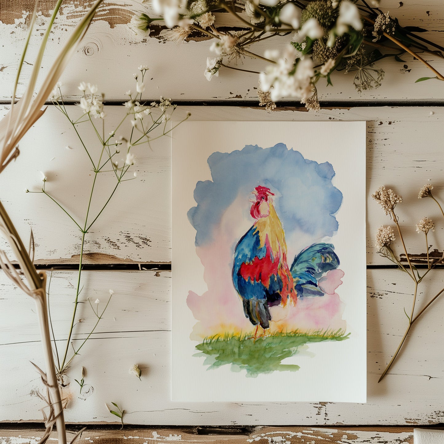 Rooster - Lora Cavallin Art - Not Framed Print Only