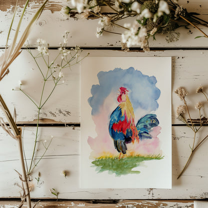 Rooster - Lora Cavallin Art - Not Framed Print Only