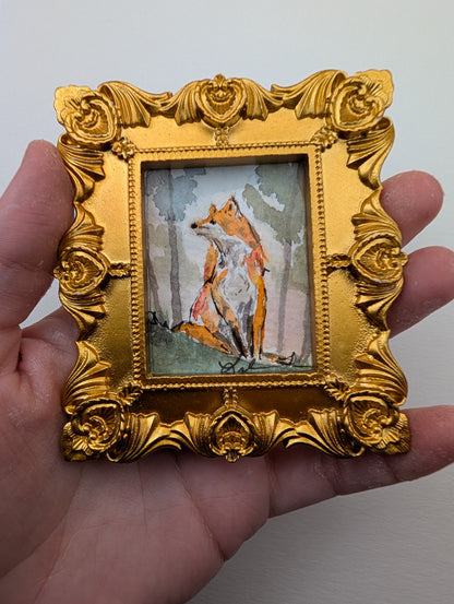 Mini Fox Painting - Original Watercolor Art by Lora Cavallin