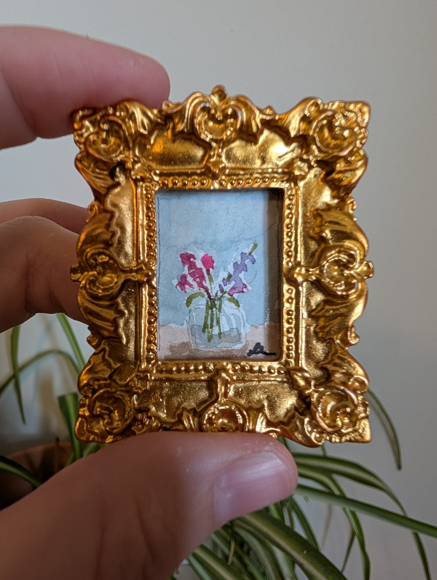 Mini Vase of Flowers Painting - Original Watercolor Art by Lora Cavallin