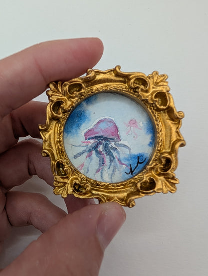 Mini Jellyfish Painting - Original Watercolor Art by Lora Cavallin