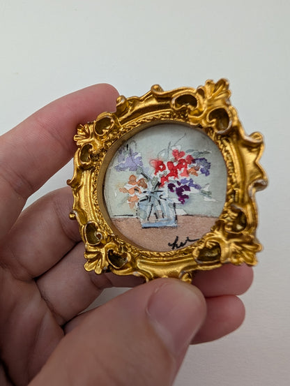 Mini Vase of Flowers Painting - Original Watercolor Art by Lora Cavallin