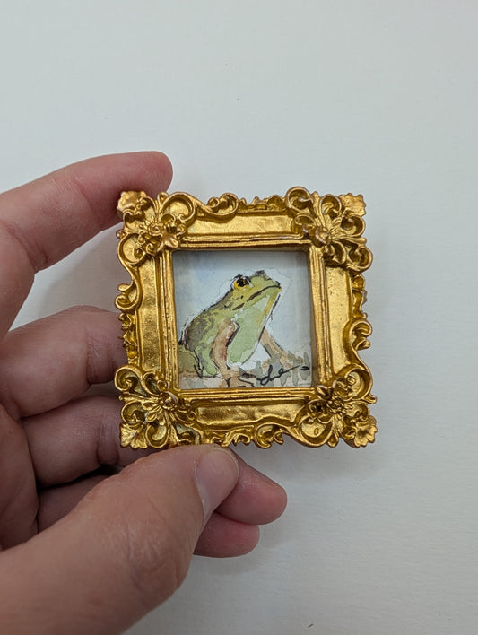 Mini Frog Painting - Original Watercolor Art by Lora Cavallin