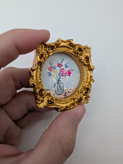 Mini Vase of Flowers Painting - Original Watercolor Art by Lora Cavallin