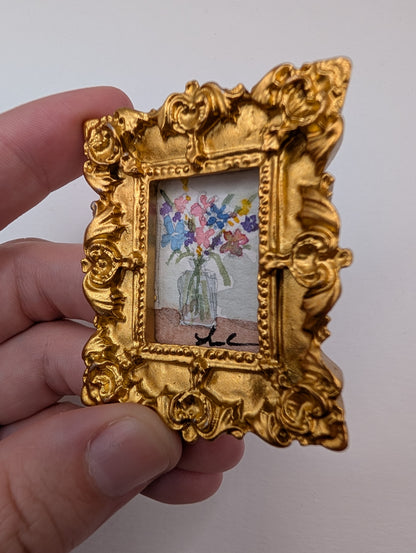 Mini Vase of Flowers Painting - Original Watercolor Art by Lora Cavallin