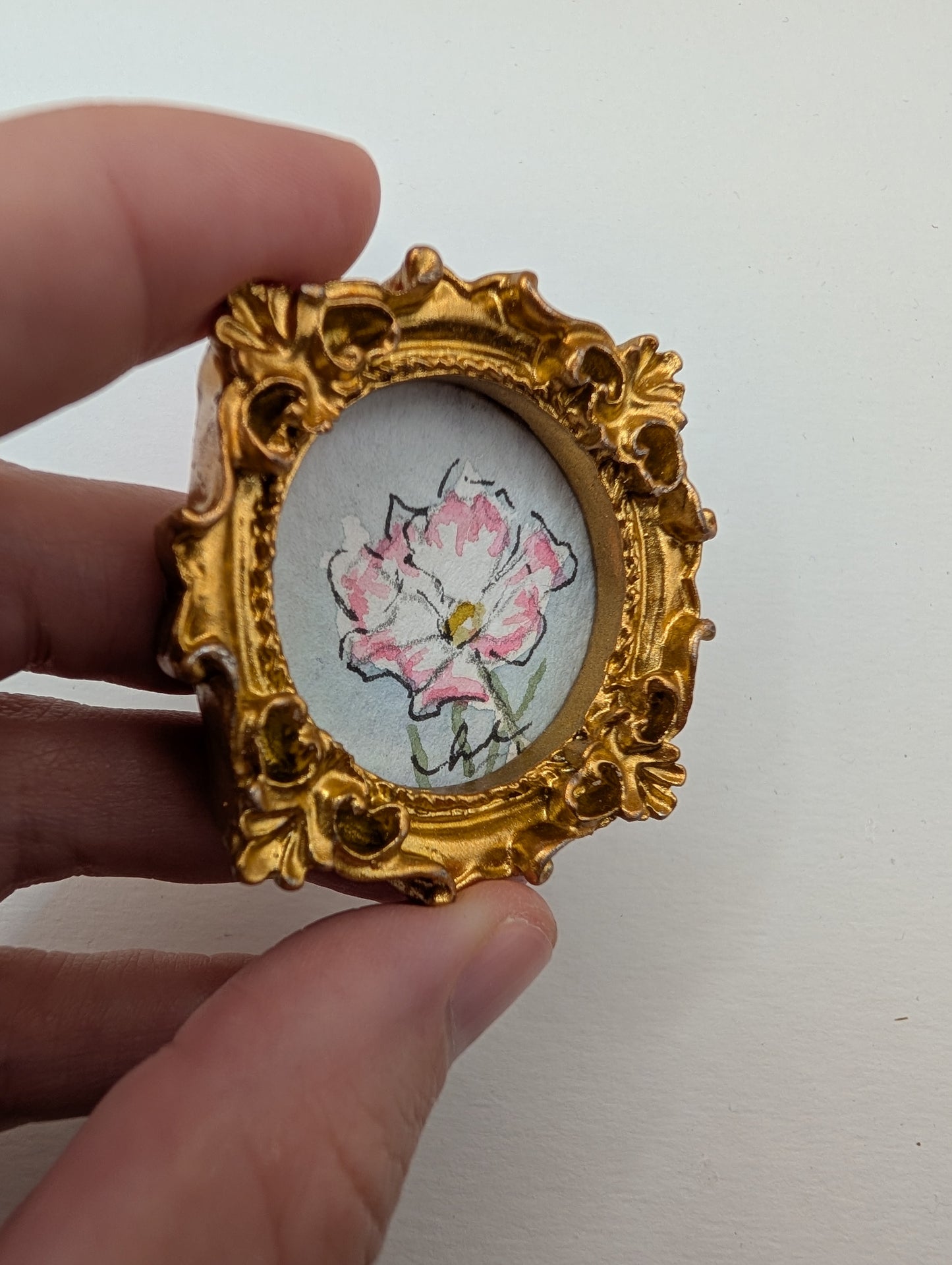 Mini Flower Painting - Original Watercolor Art by Lora Cavallin