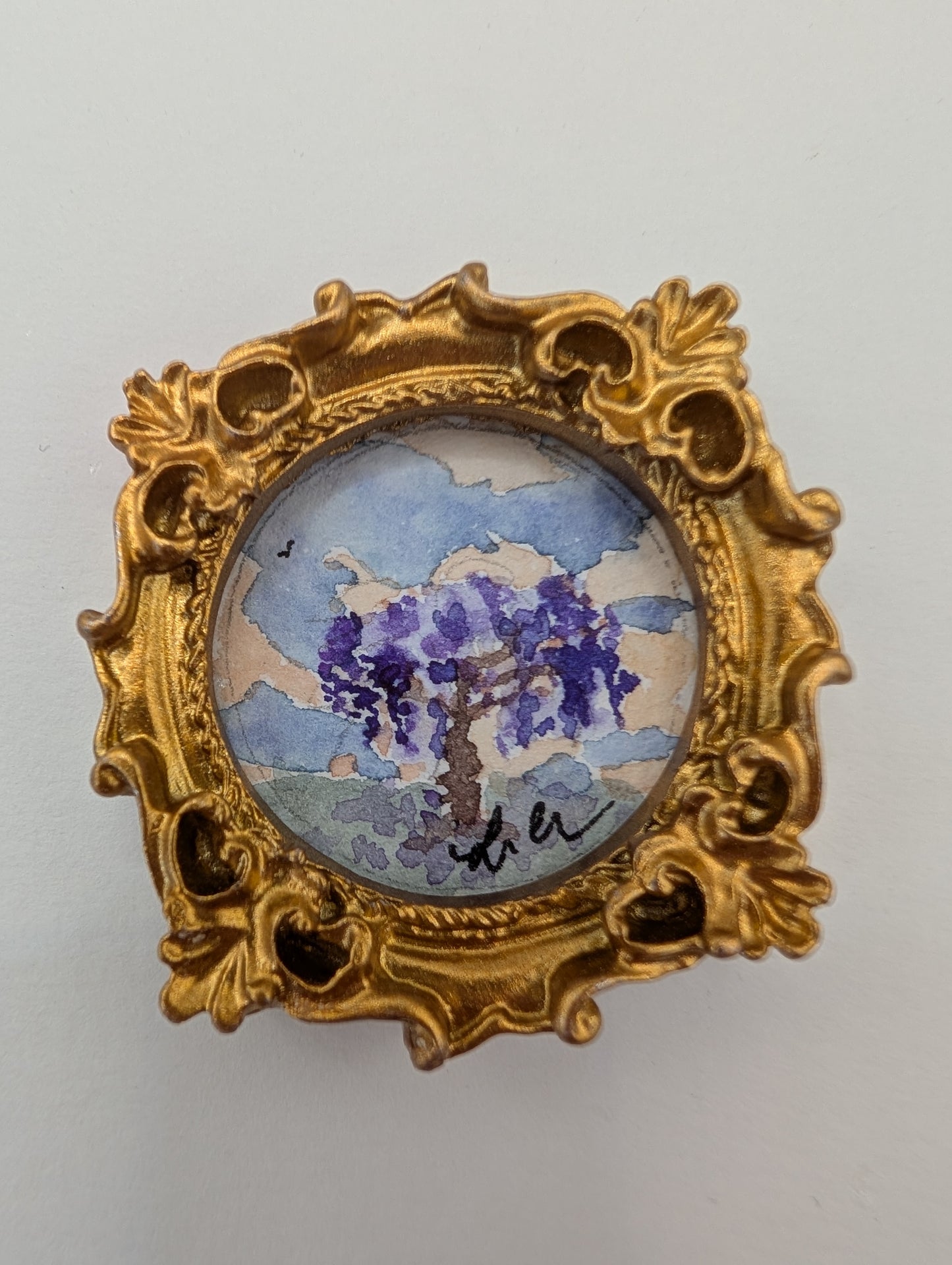 Mini Wisteria Painting - Original Watercolor Art by Lora Cavallin