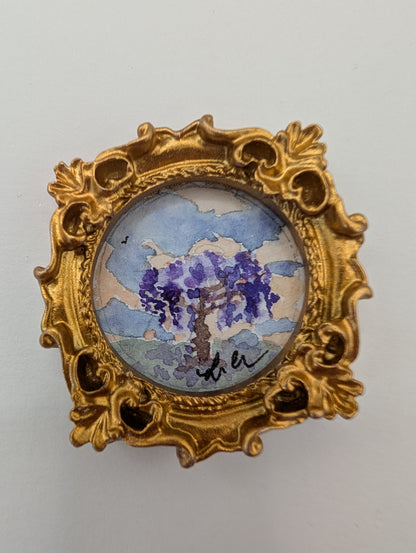 Mini Wisteria Painting - Original Watercolor Art by Lora Cavallin