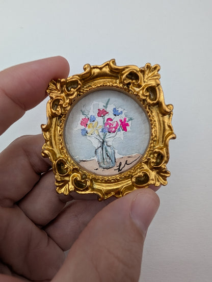 Mini Vase of Flowers Painting - Original Watercolor Art by Lora Cavallin