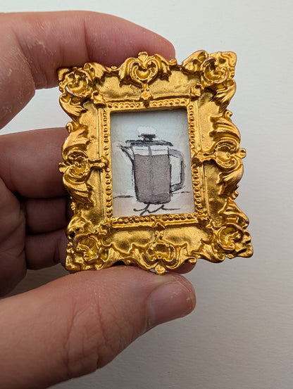 Mini French Press Coffee Painting - Original Watercolor Art by Lora Cavallin