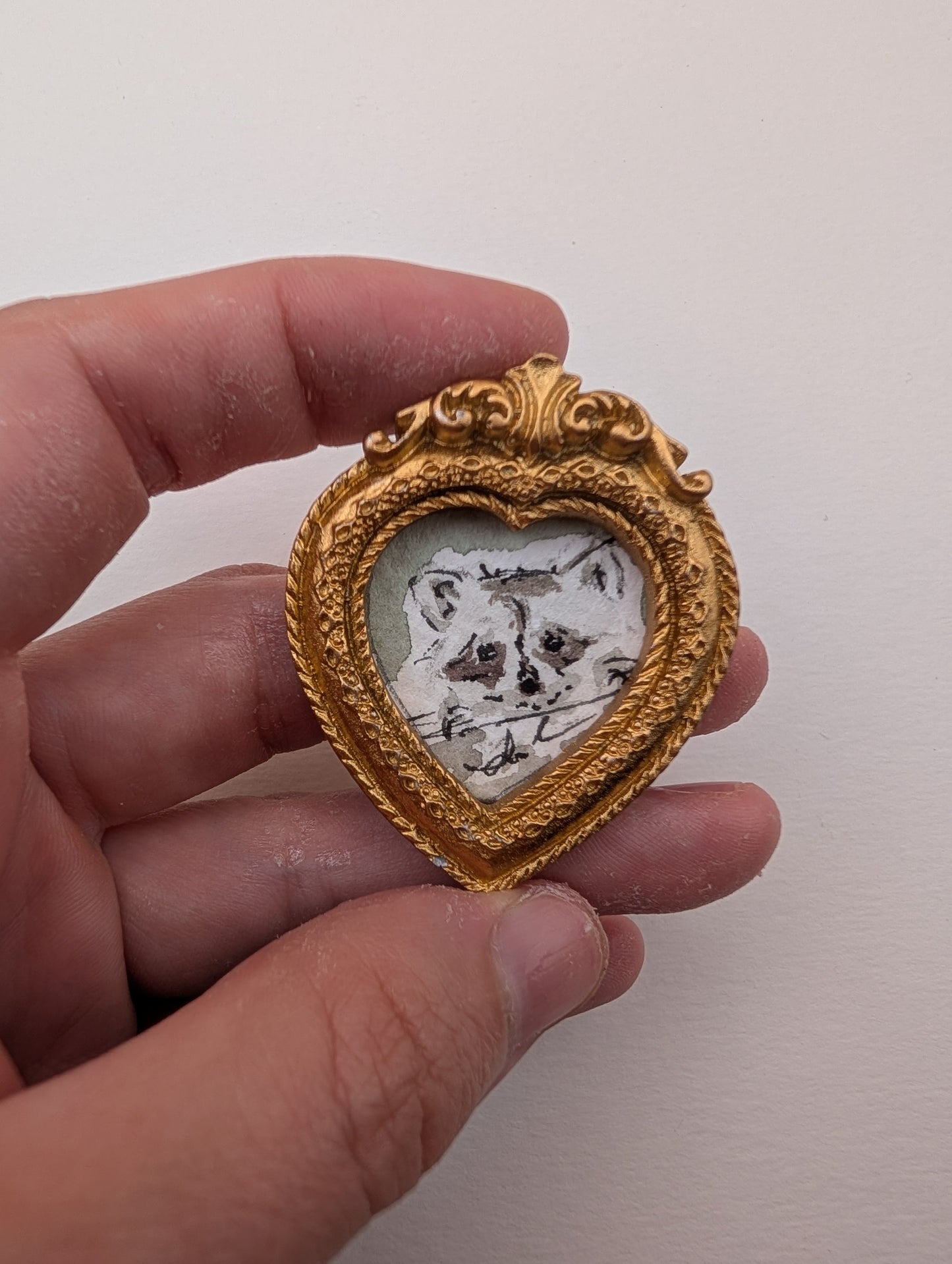 Mini Baby Raccoon Painting - Original Watercolor Art by Lora Cavallin