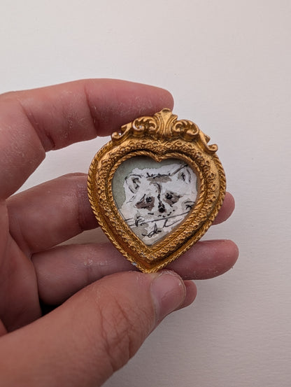 Mini Baby Raccoon Painting - Original Watercolor Art by Lora Cavallin