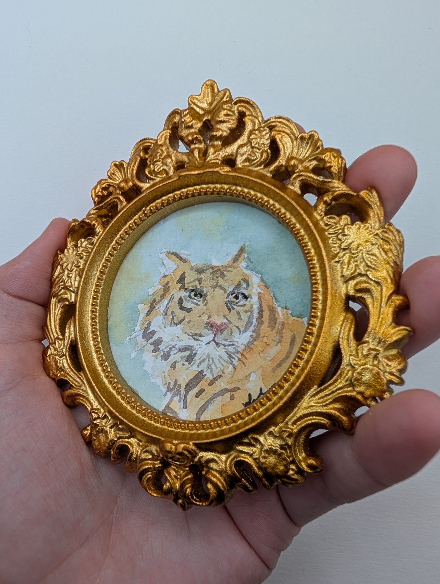 Mini Tiger Painting - Original Watercolor Art by Lora Cavallin