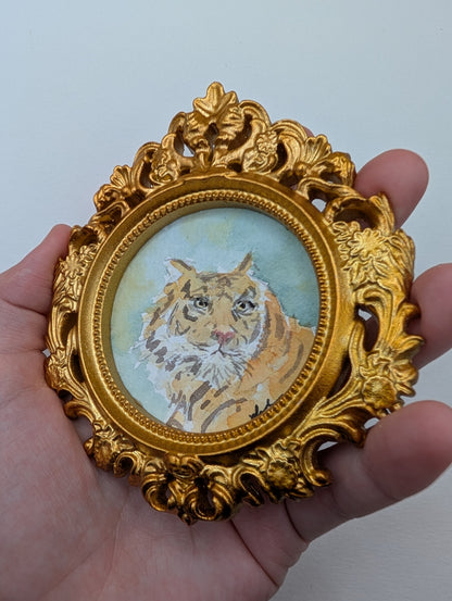 Mini Tiger Painting - Original Watercolor Art by Lora Cavallin