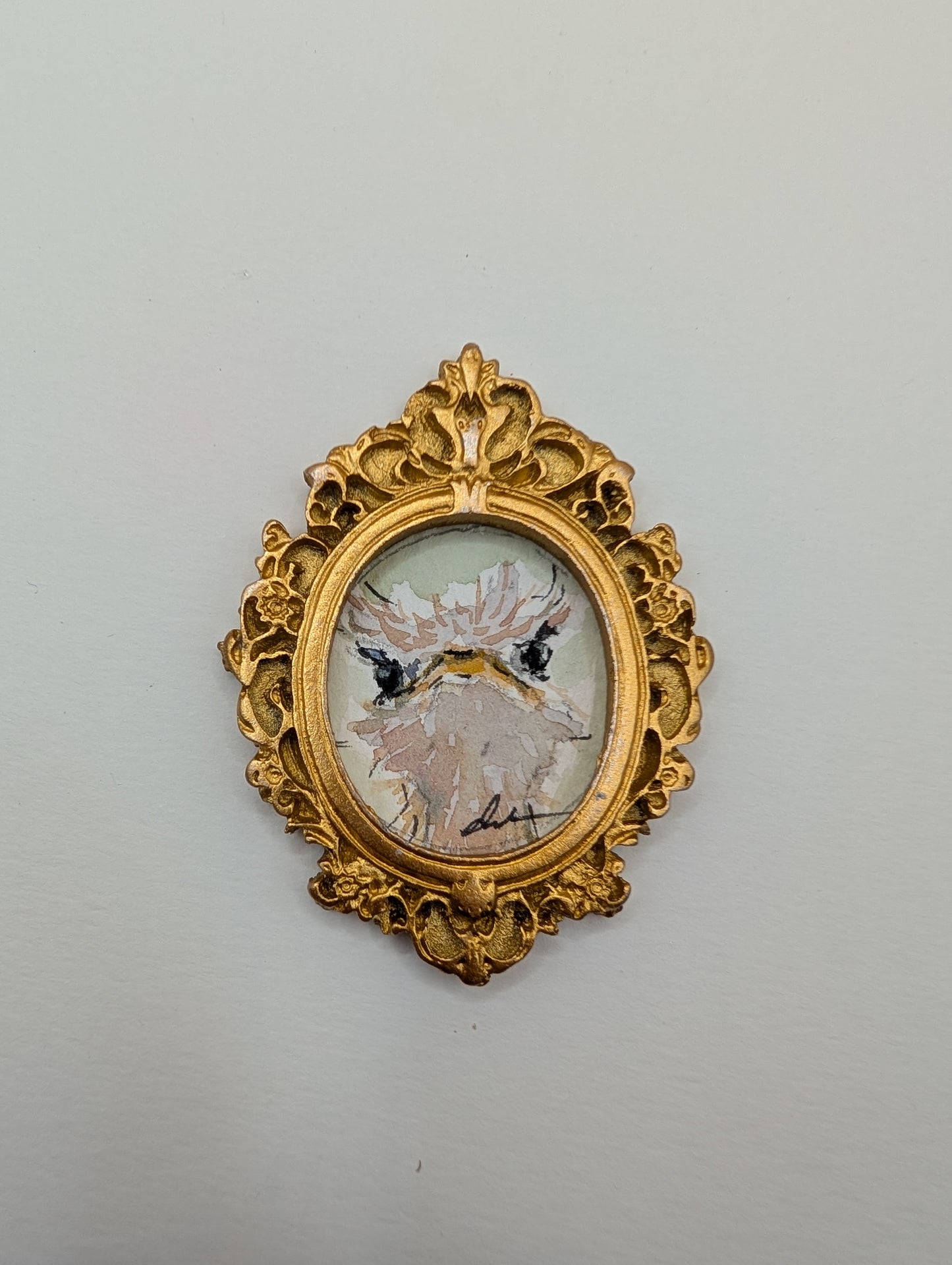 Mini Ostrich Painting - Original Watercolor Art by Lora Cavallin