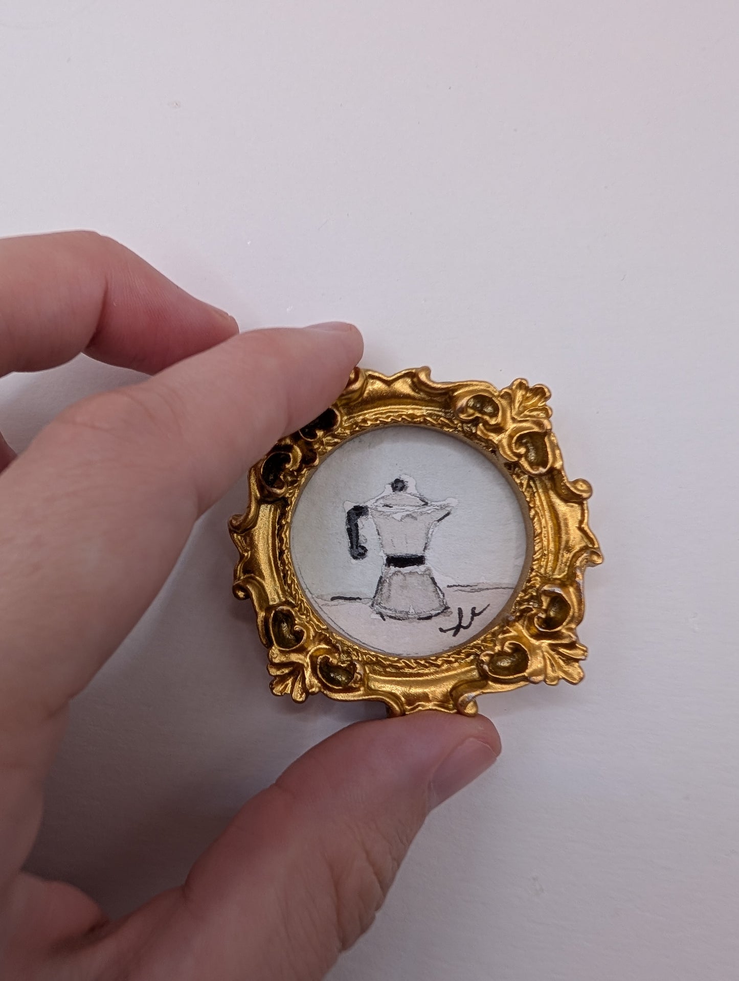 Mini Moka Coffee Pot Painting - Original Watercolor Art by Lora Cavallin