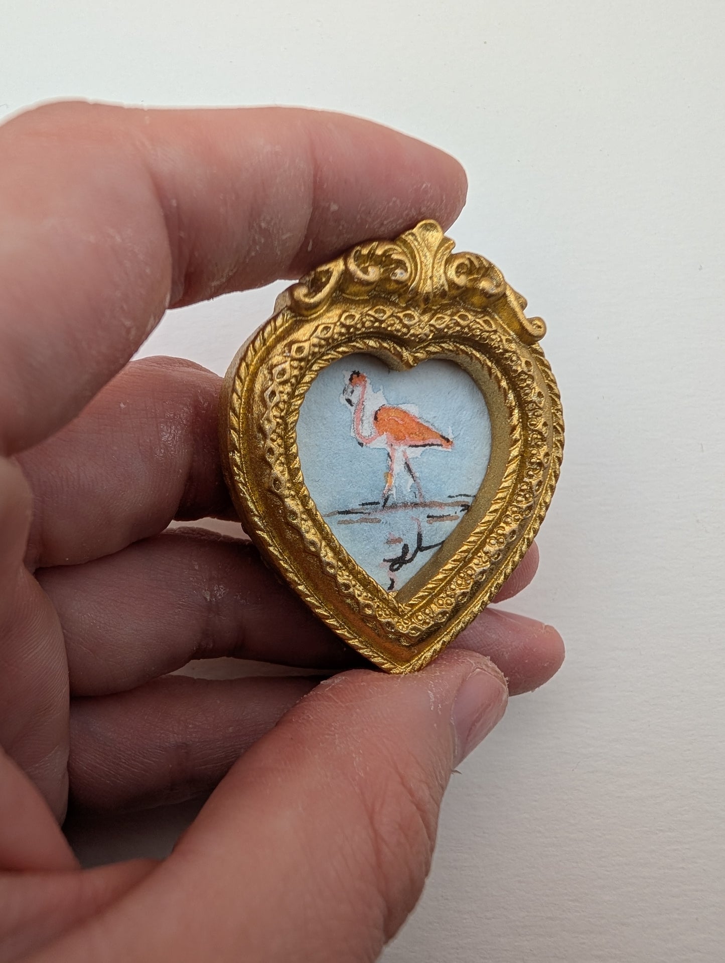 Mini Flamingo Painting - Original Watercolor Art by Lora Cavallin