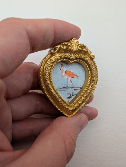 Mini Flamingo Painting - Original Watercolor Art by Lora Cavallin
