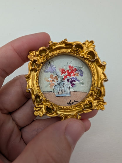 Mini Vase of Flowers Painting - Original Watercolor Art by Lora Cavallin
