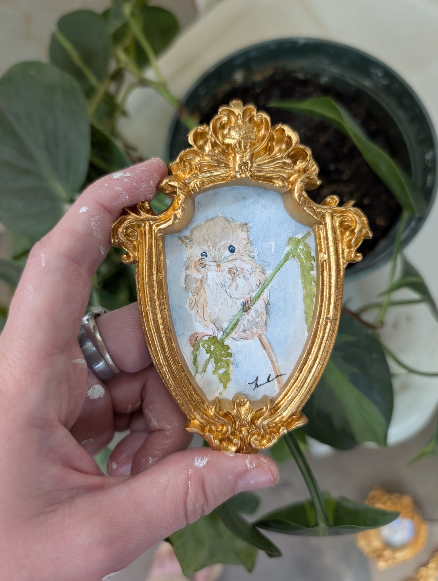 Mini Field Mouse Painting - Original Watercolor Art by Lora Cavallin
