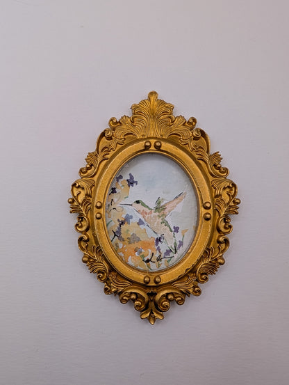 Mini Hummingbird Painting - Original Watercolor Art by Lora Cavallin