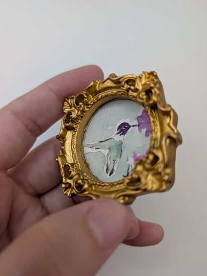 Mini Hummingbird Painting - Original Watercolor Art by Lora Cavallin