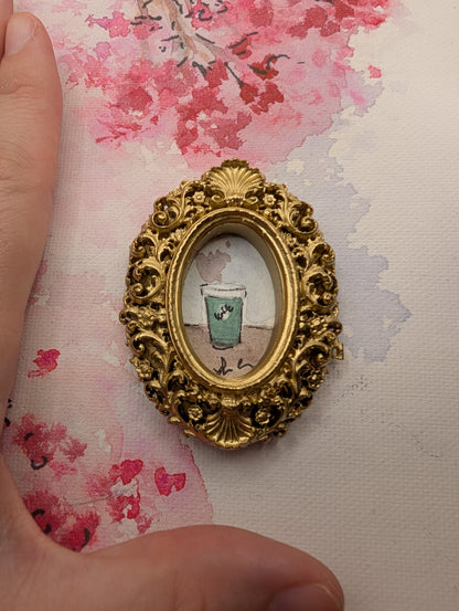 Mini Coffee Cup Painting - Original Watercolor Art by Lora Cavallin