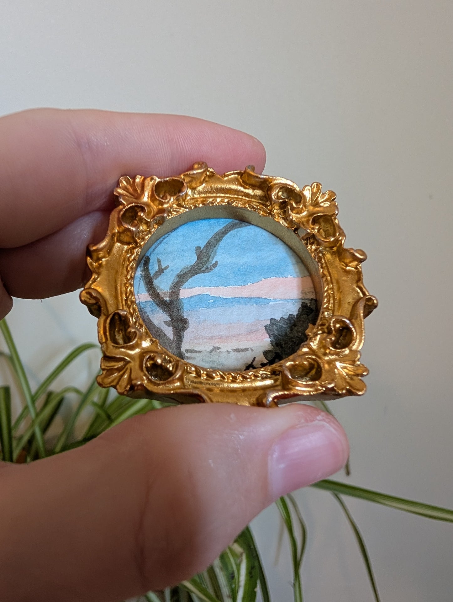 Mini Landscape Painting - Original Watercolor Art by Lora Cavallin