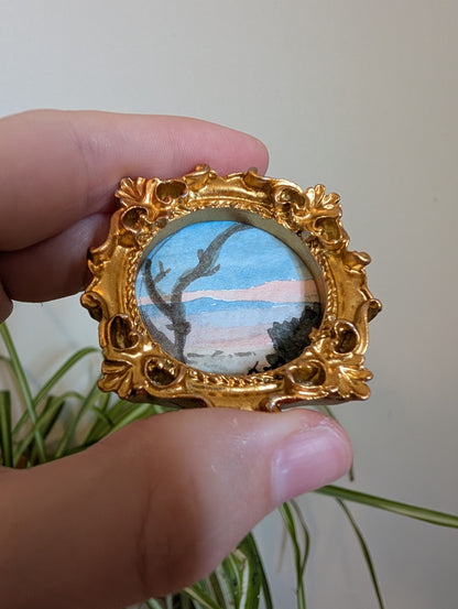Mini Landscape Painting - Original Watercolor Art by Lora Cavallin