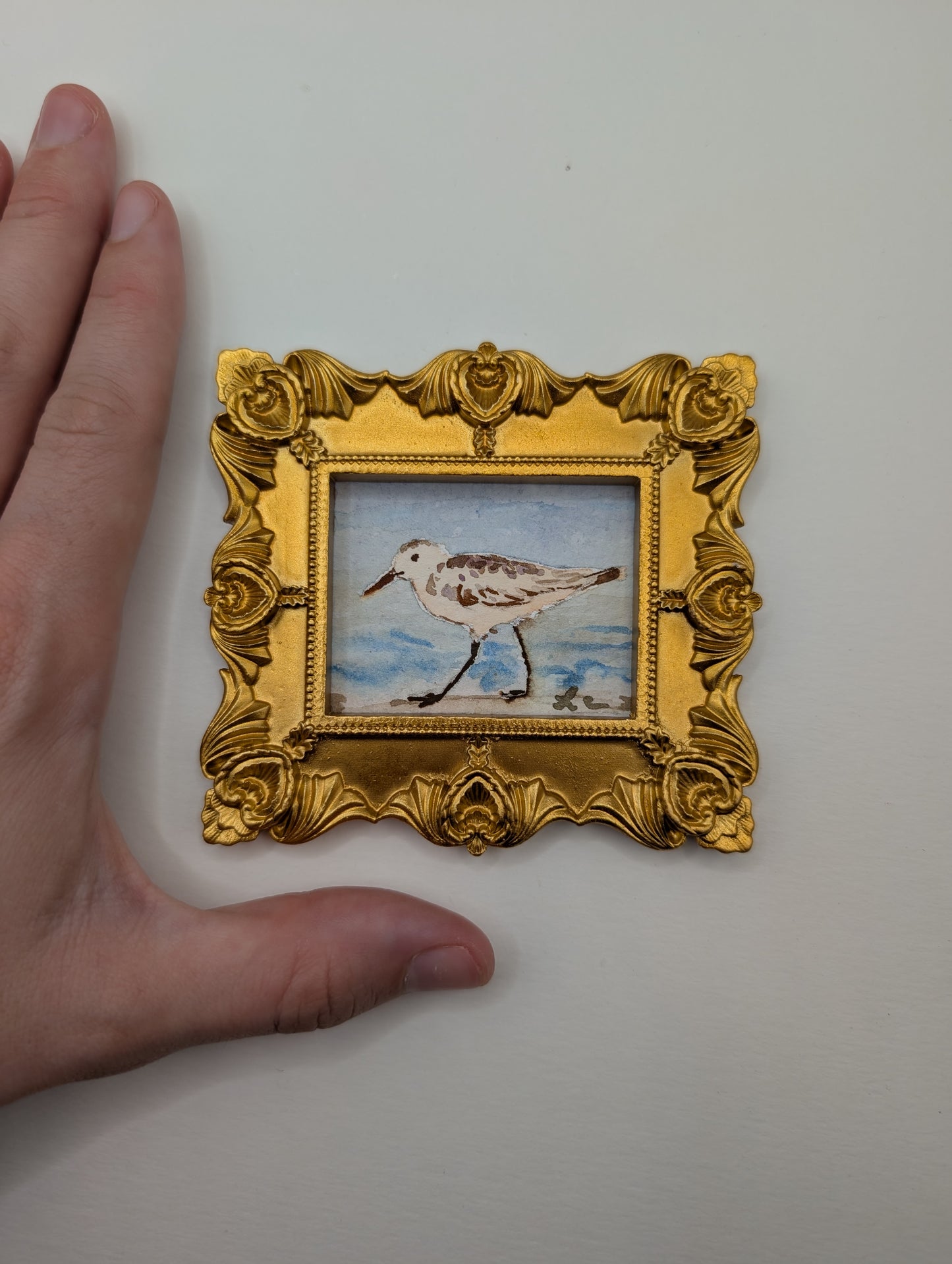Mini Sandpiper Painting - Original Watercolor Art by Lora Cavallin