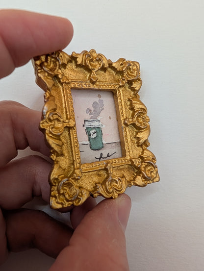 Mini Cup of Coffee Painting - Original Watercolor Art by Lora Cavallin