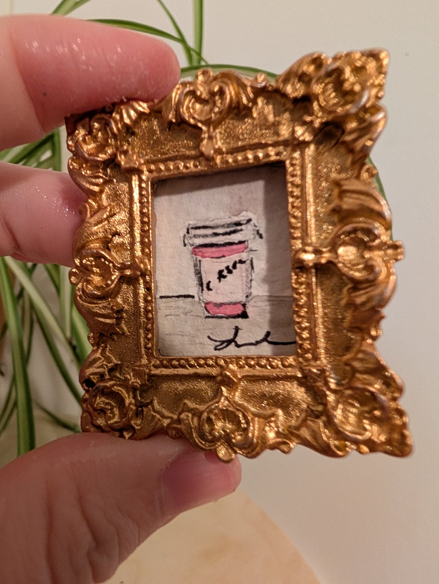 Mini Coffee Cup Painting - Original Watercolor Art by Lora Cavallin